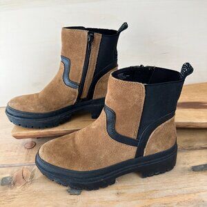 Lucky Brand Eabile‎ Bootie Brown Suede Chelsea Style Moto 7.5 Women's